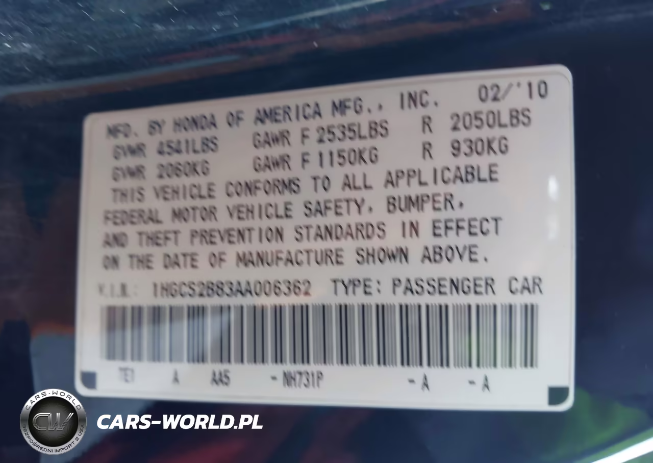 2010 Honda Accord 3.5 Ex-L VIN:1HGCS2B83AA006362 - 9
