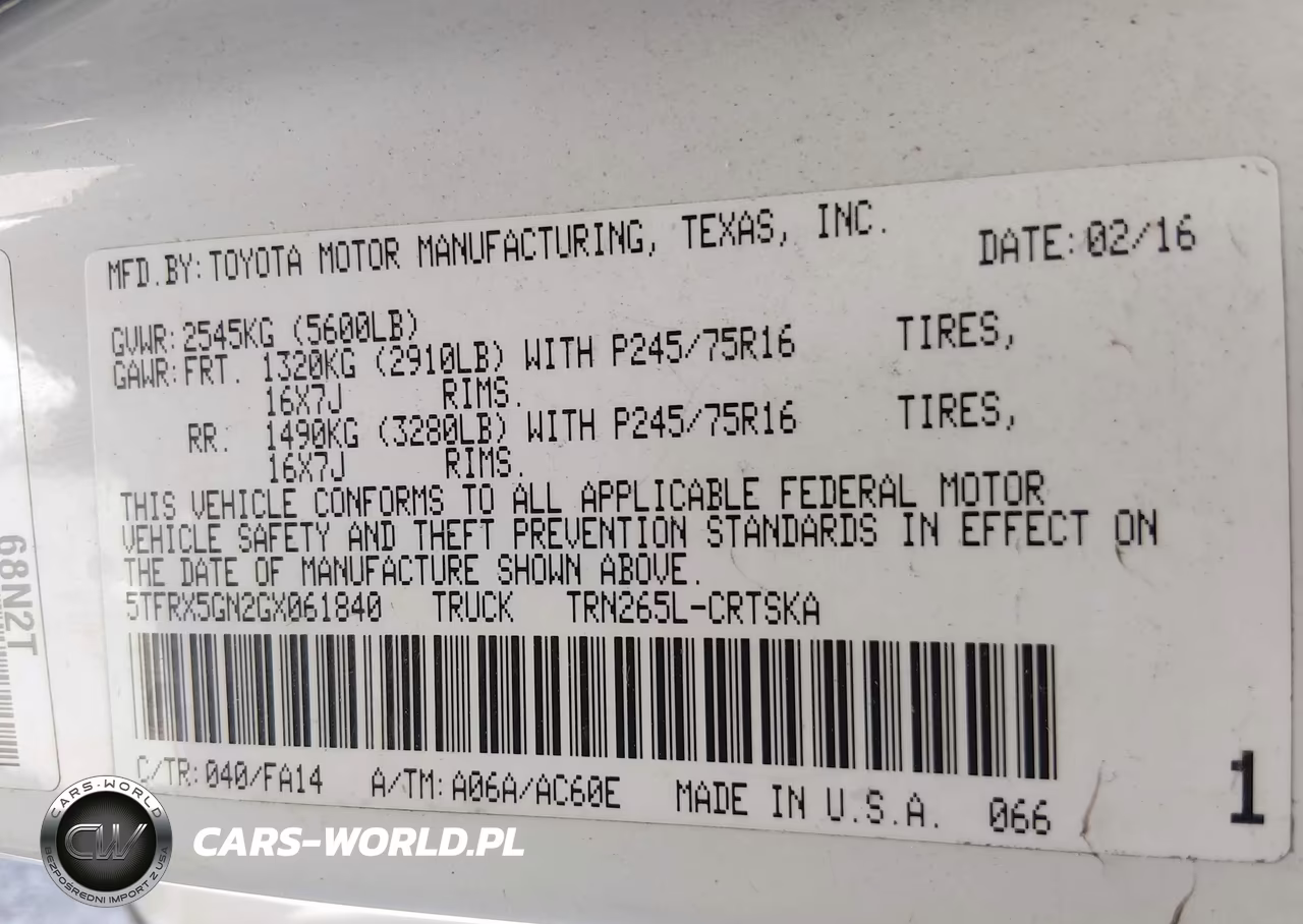 2016 Toyota Tacoma Sr VIN:5TFRX5GN2GX061840 - 9