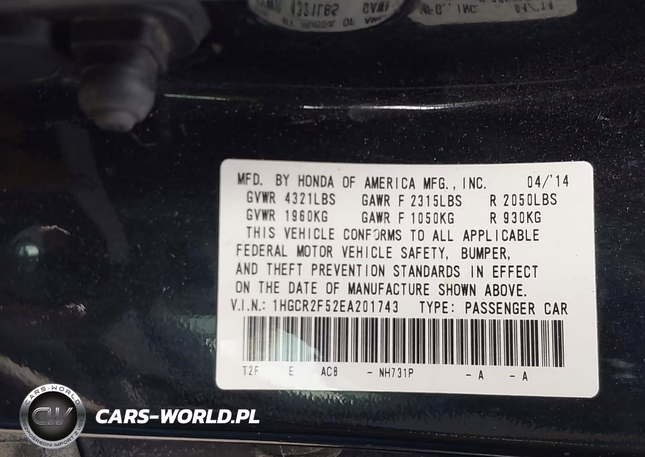 2014 Honda Accord Sport VIN:1HGCR2F52EA201743 - 9