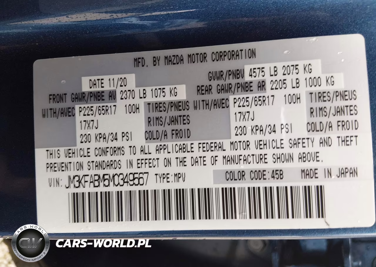 2021 Mazda Cx-5 Sport VIN:JM3KFABM5M0349567 - 9