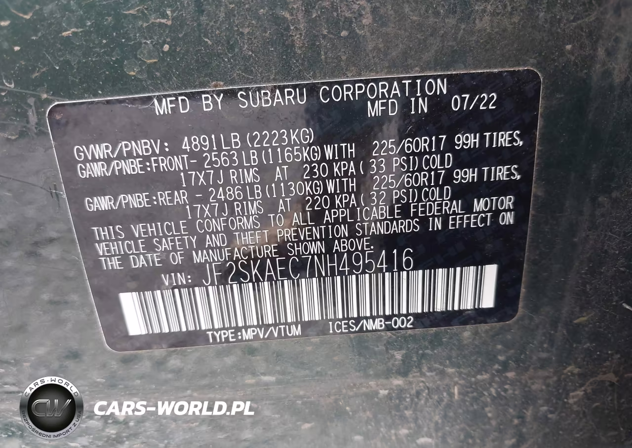 2022 Subaru Forester Premium VIN:JF2SKAEC7NH495416 - 9