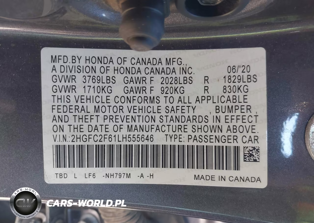 2020 Honda Civic Lx VIN:2HGFC2F61LH555646 - 9