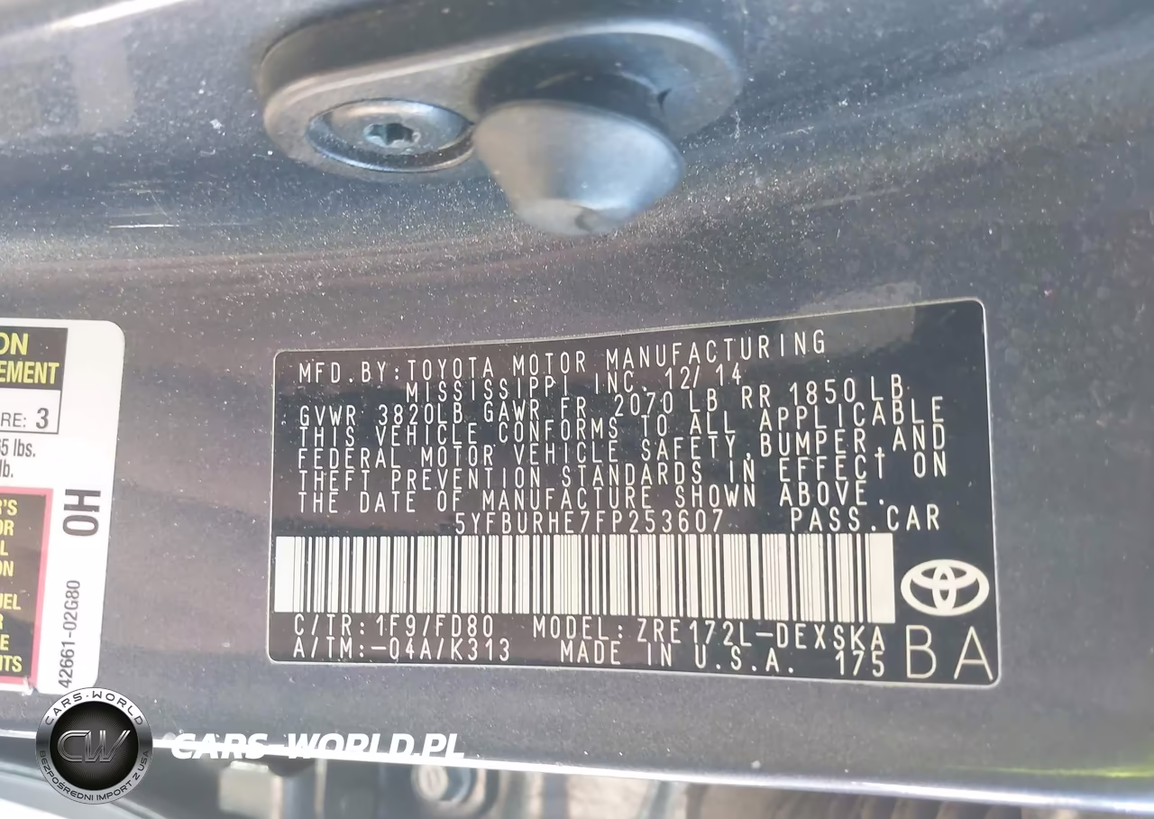 2015 Toyota Corolla S Plus VIN:5YFBURHE7FP253607 - 9