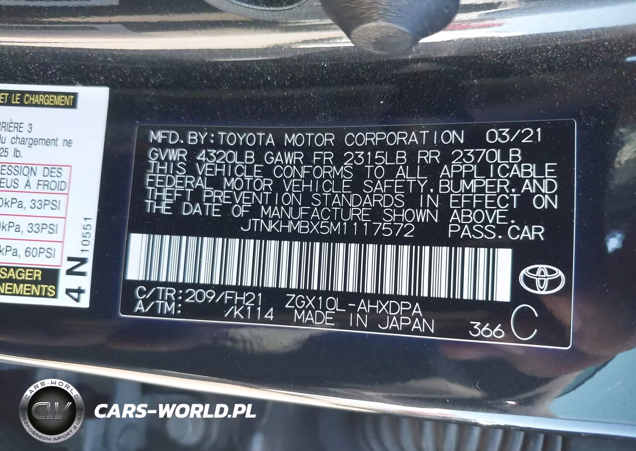 2021 Toyota C-Hr Le VIN:JTNKHMBX5M1117572 - 9