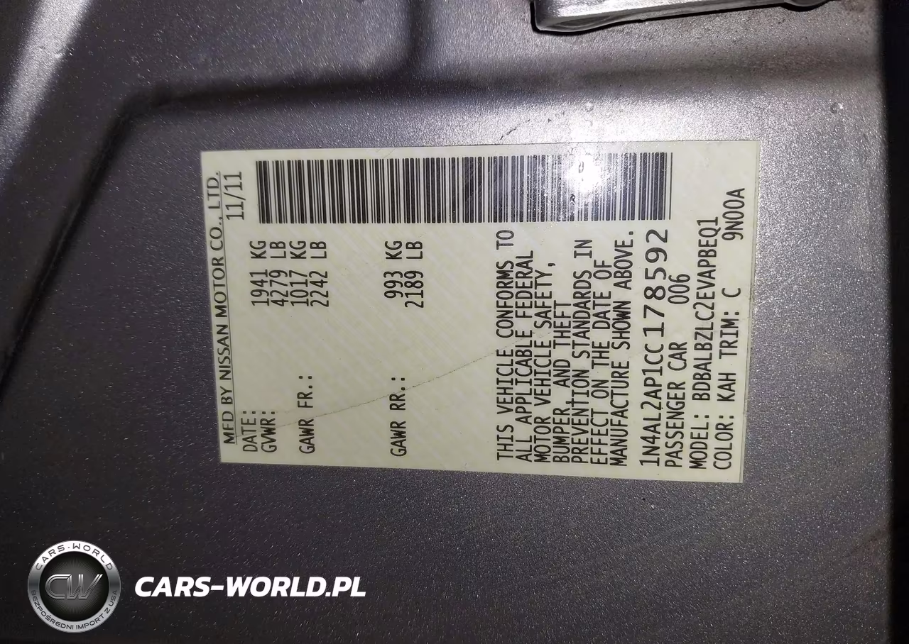 2012 Nissan Altima 2.5 S VIN:1N4AL2AP1CC178592 - 9