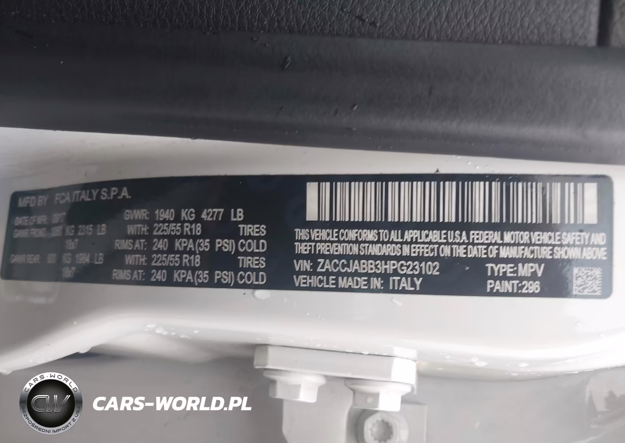 2017 Jeep Renegade Latitude Fwd VIN:ZACCJABB3HPG23102 - 9