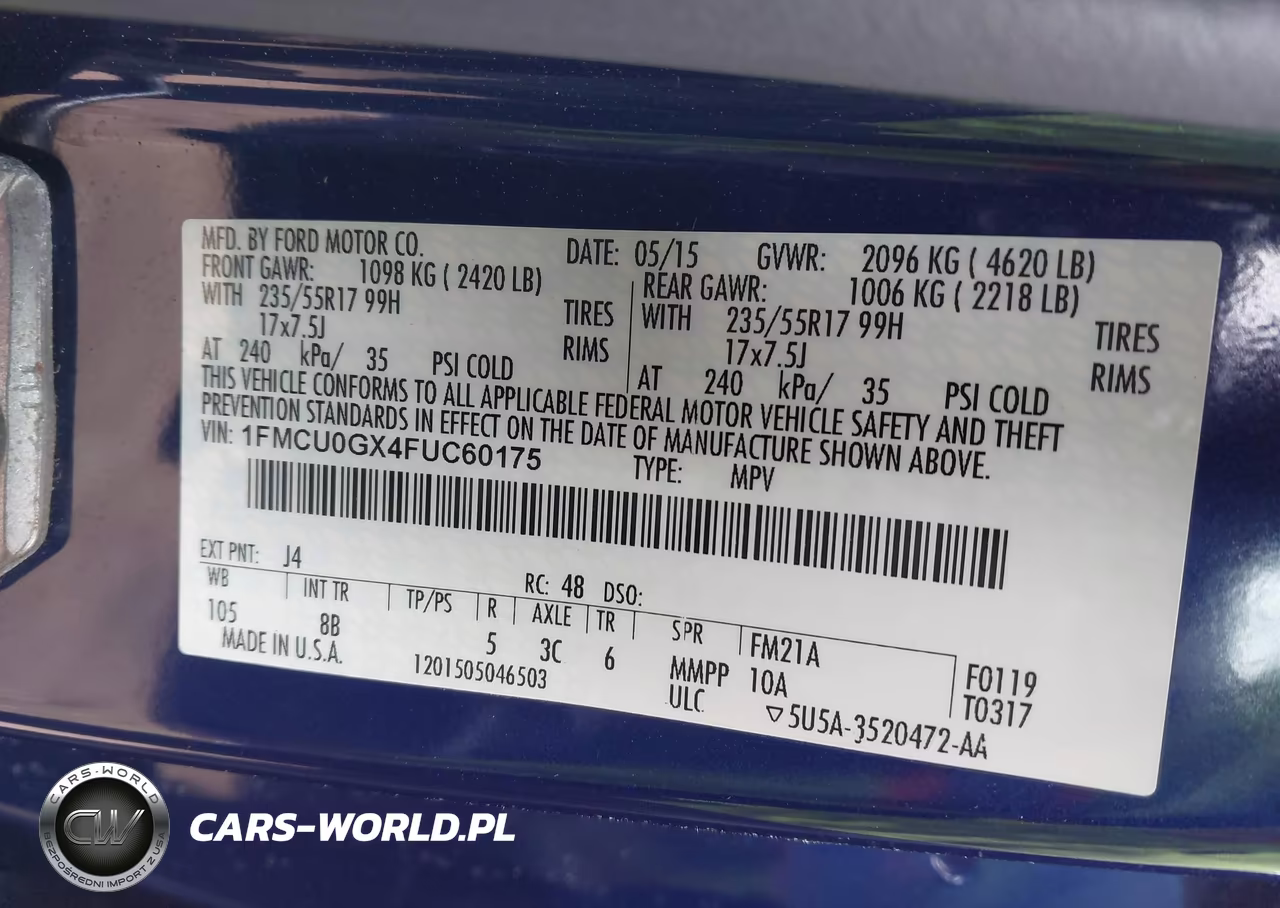2015 Ford Escape Se VIN:1FMCU0GX4FUC60175 - 9
