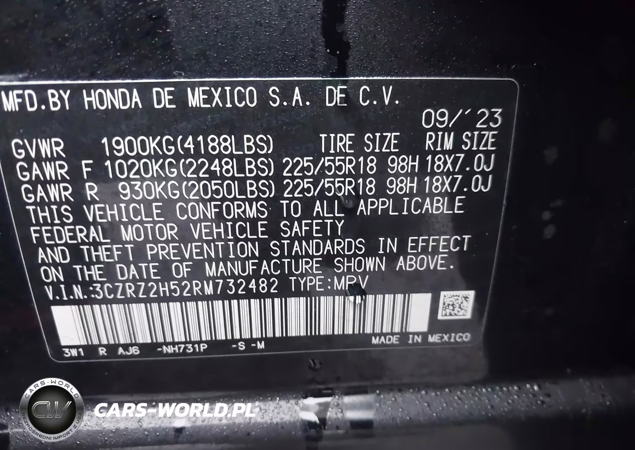 2024 Honda Hr-V Awd Sport-Awd Sport W-O Bsi VIN:3CZRZ2H52RM732482 - 9
