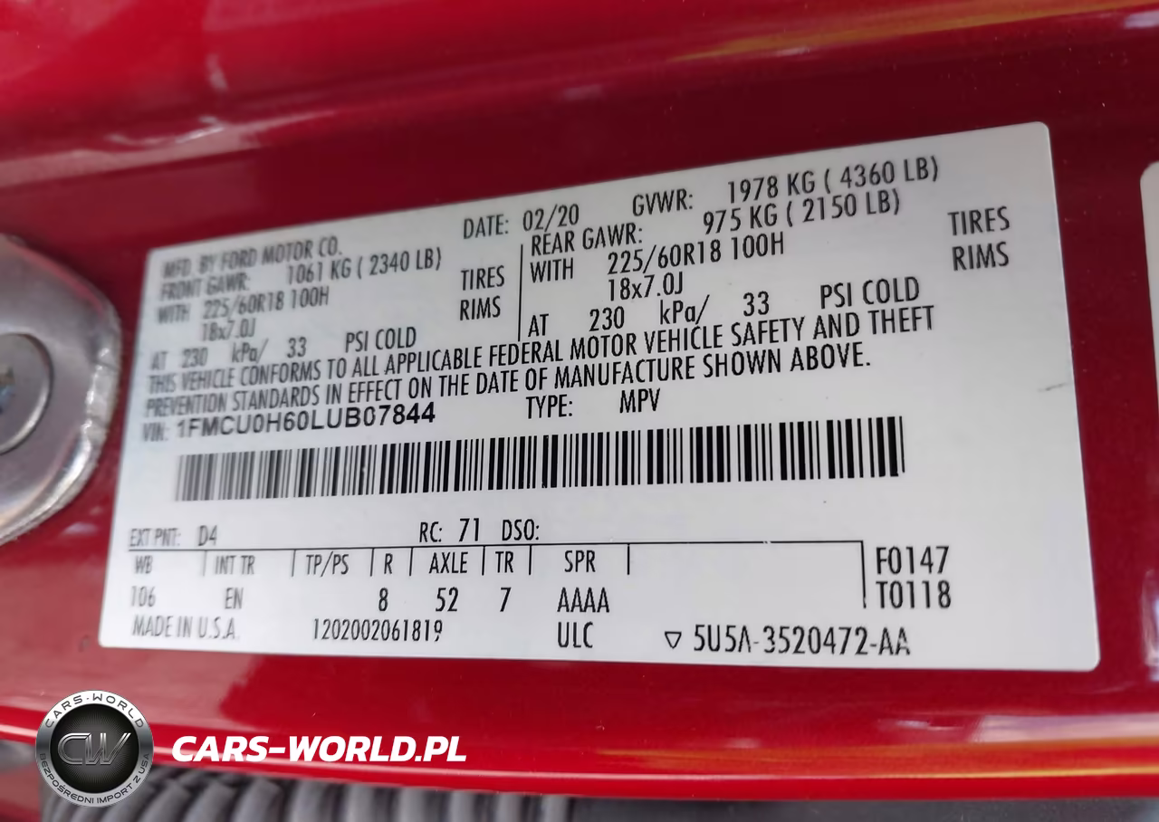 2020 Ford Escape Sel VIN:1FMCU0H60LUB07844 - 9