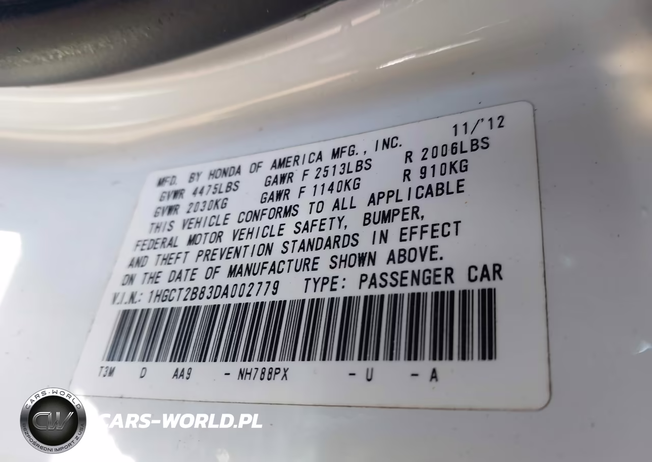 2013 Honda Accord Ex-L V-6 VIN:1HGCT2B83DA002779 - 9