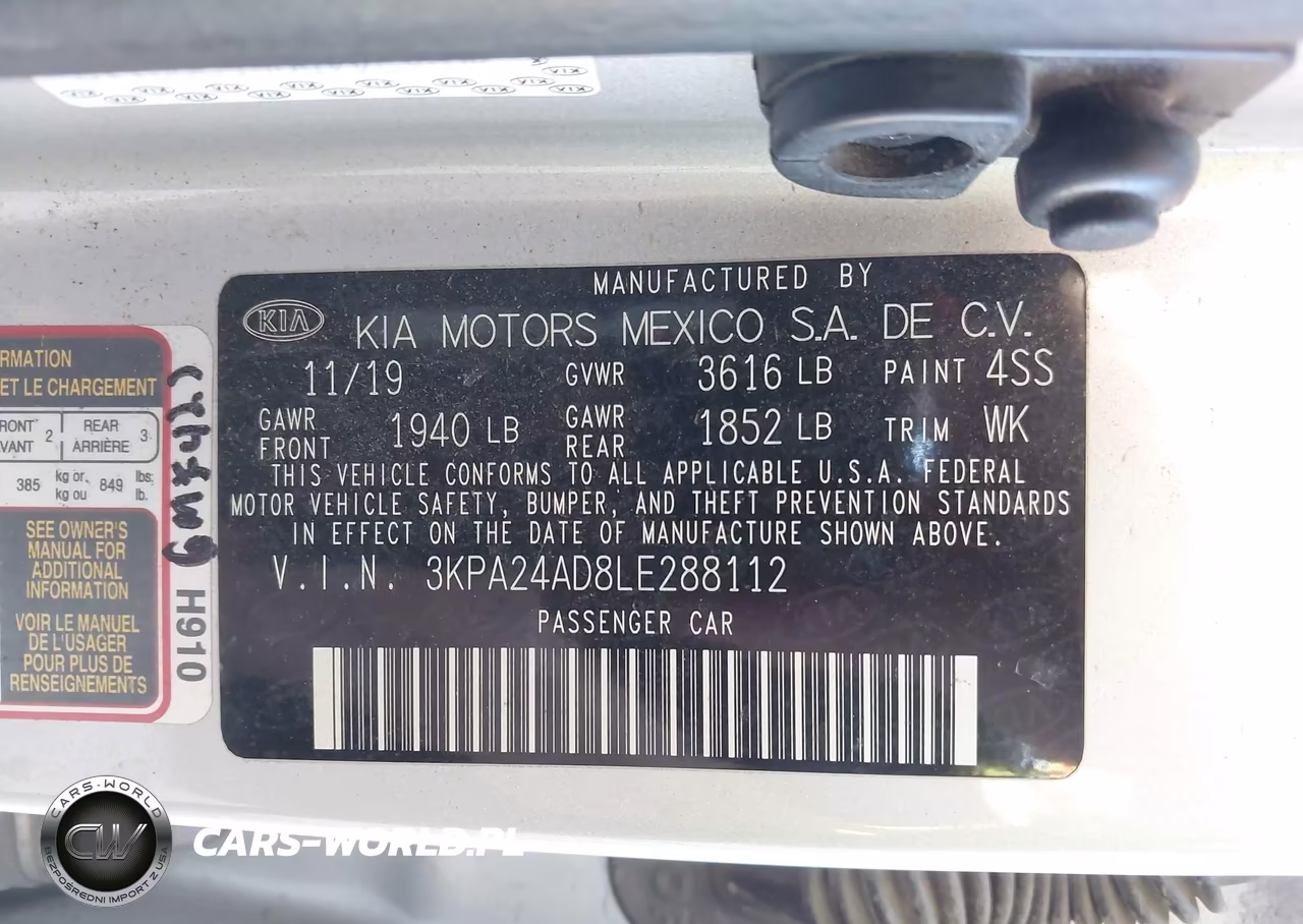 2020 Kia Rio Lx VIN:3KPA24AD8LE288112 - 9