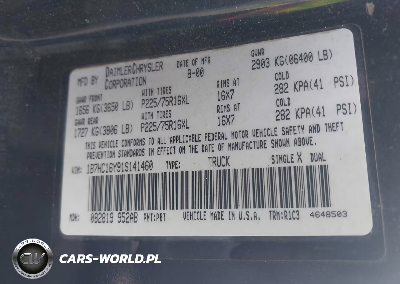 2001 Dodge Ram 1500 St VIN:1B7HC16Y91S141460 - 9