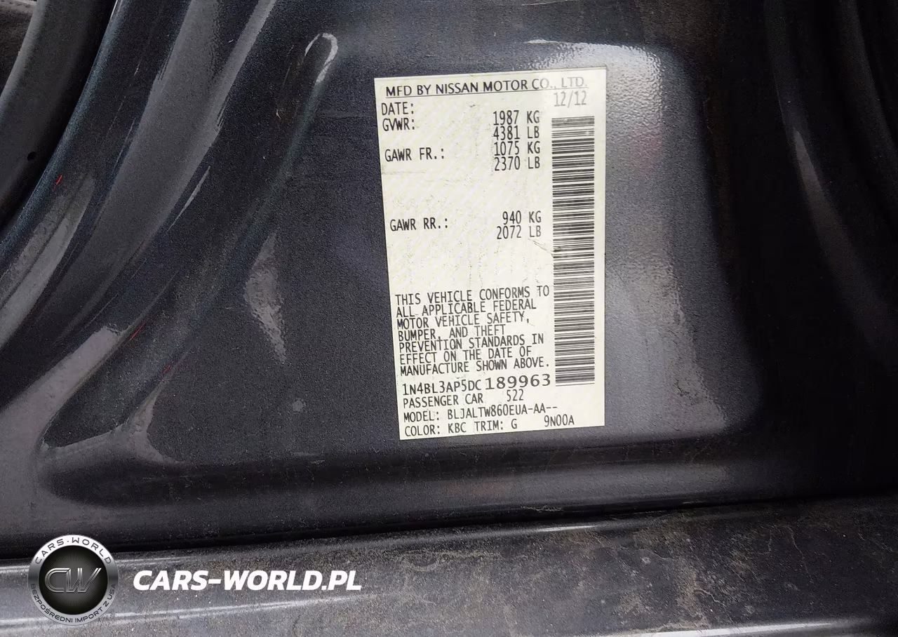 2013 Nissan Altima 3.5 Sv VIN:1N4BL3AP5DC189963 - 9