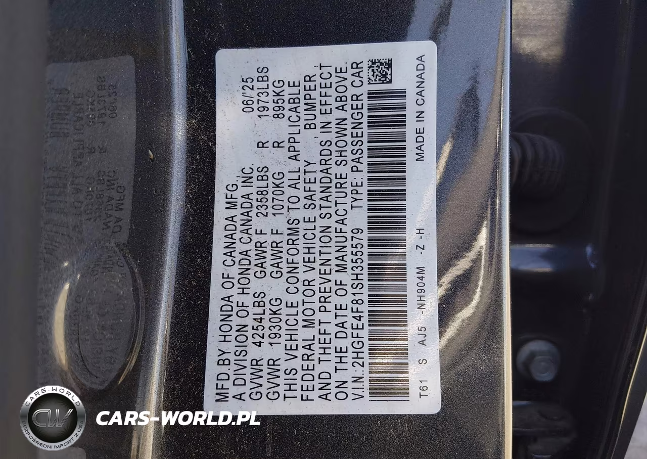 2025 Honda Civic Hybrid Sport-Sport Touring VIN:2HGFE4F81SH355579 - 9