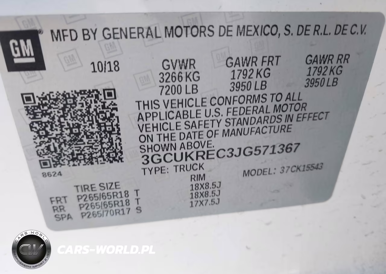 2018 Chevrolet Silverado 1500 2Lt VIN:3GCUKREC3JG571367 - 9