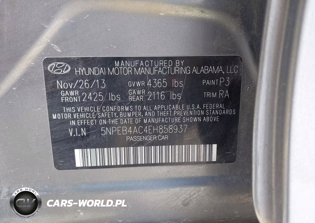 2014 Hyundai Sonata Gls VIN:5NPEB4AC4EH858937 - 9