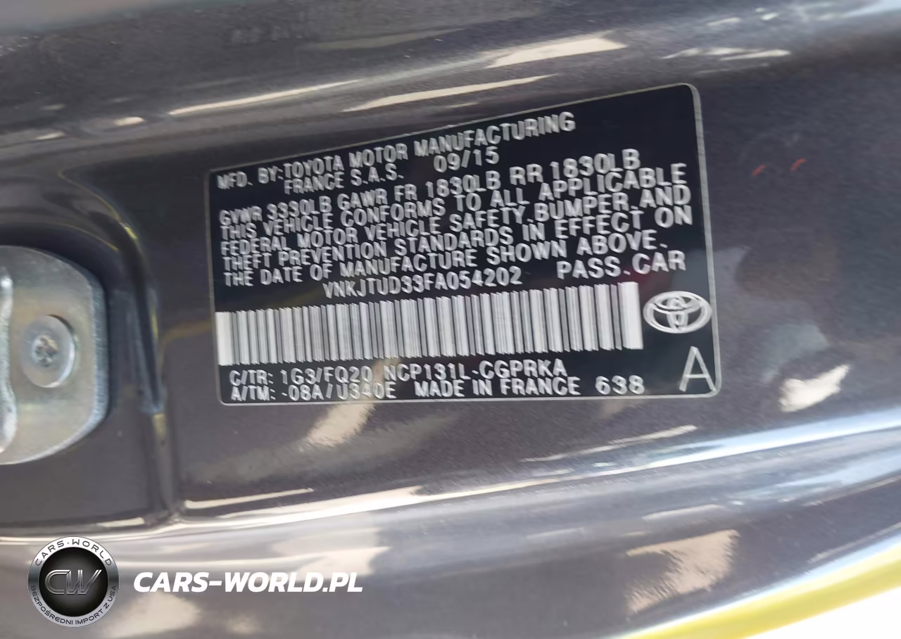 2015 Toyota Yaris L VIN:VNKJTUD33FA054202 - 9