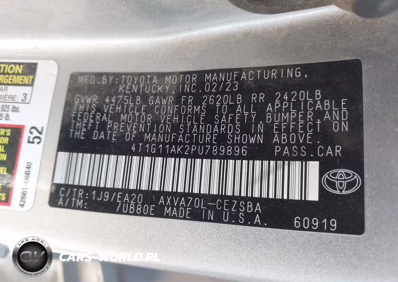 2023 Toyota Camry Se VIN:4T1G11AK2PU789896 - 9