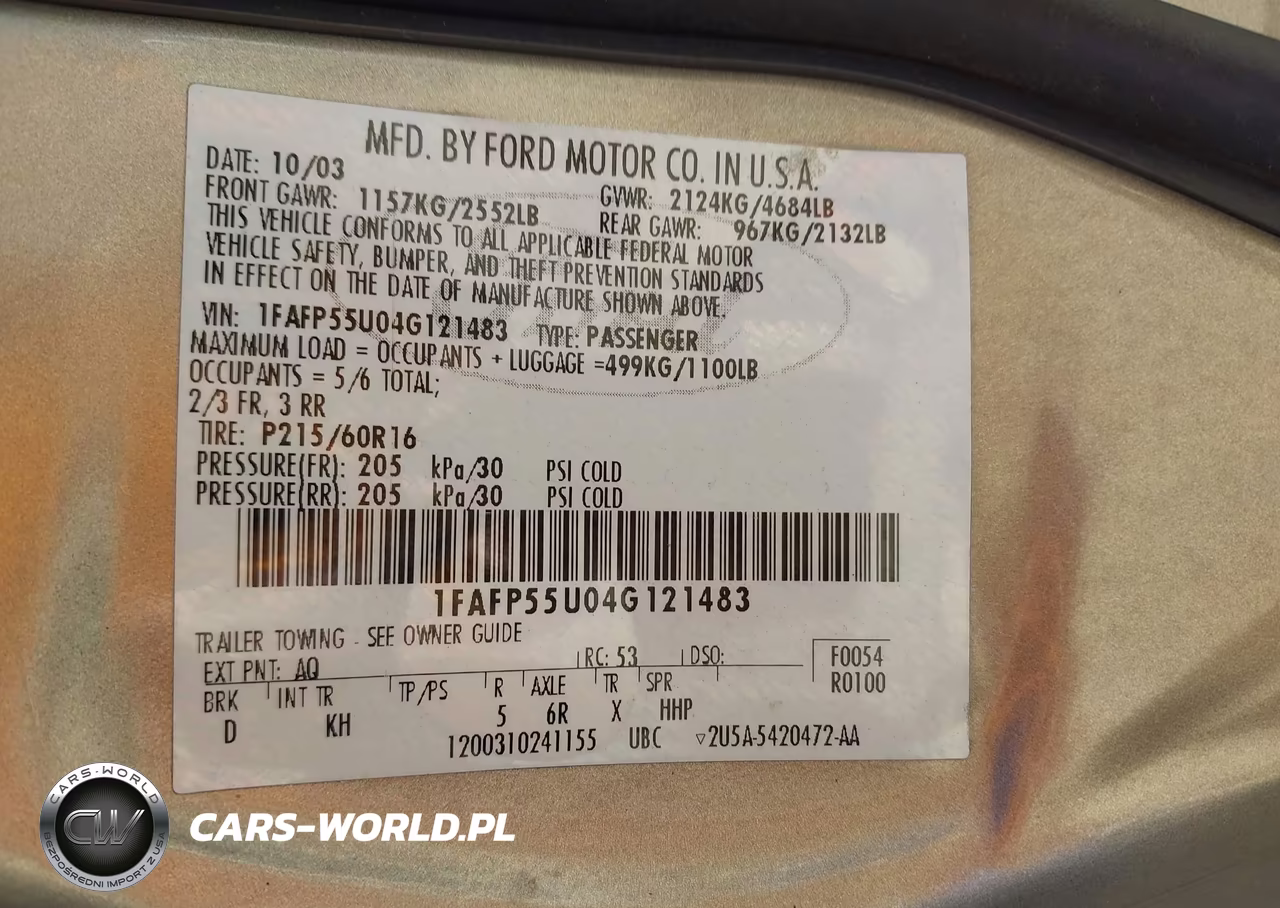 2004 Ford Taurus Ses VIN:1FAFP55U04G121483 - 8