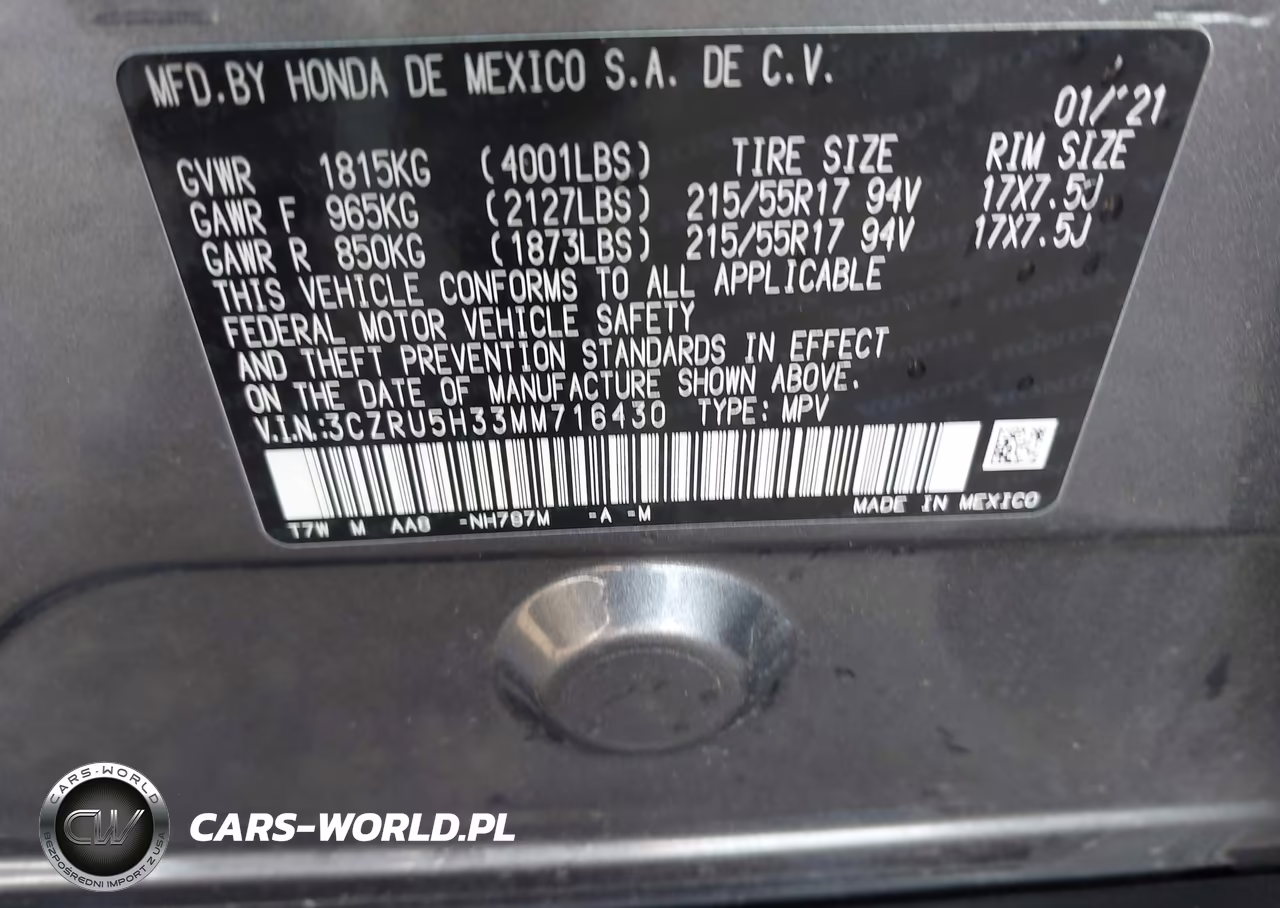 2021 Honda Hr-V 2Wd Lx VIN:3CZRU5H33MM716430 - 9
