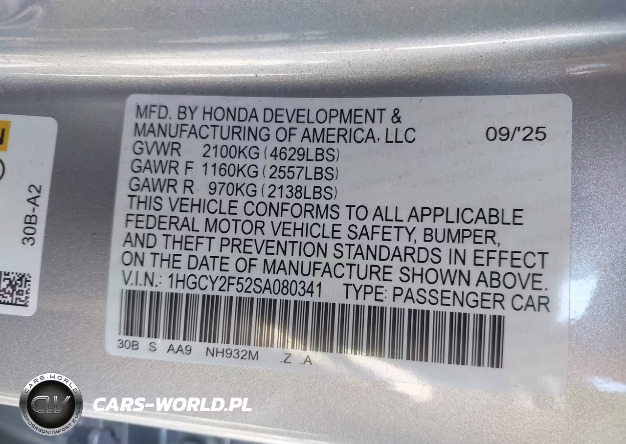 2025 Honda Accord Hybrid Sport VIN:1HGCY2F52SA080341 - 9