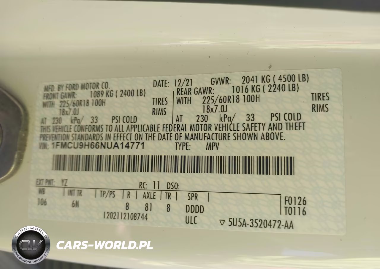 2022 Ford Escape Sel VIN:1FMCU9H66NUA14771 - 9