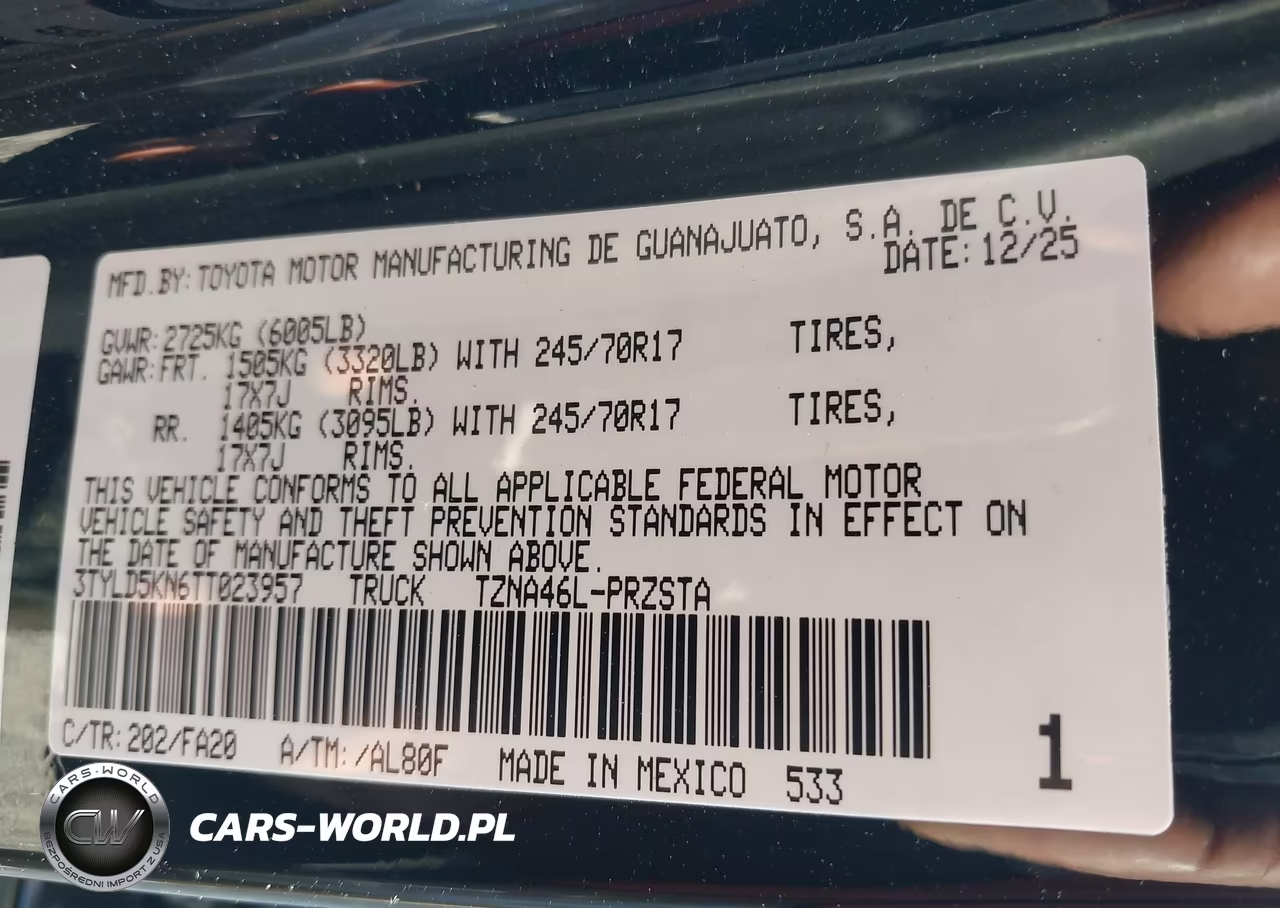 2026 Toyota Tacoma Sr VIN:3TYLD5KN6TT023957 - 9
