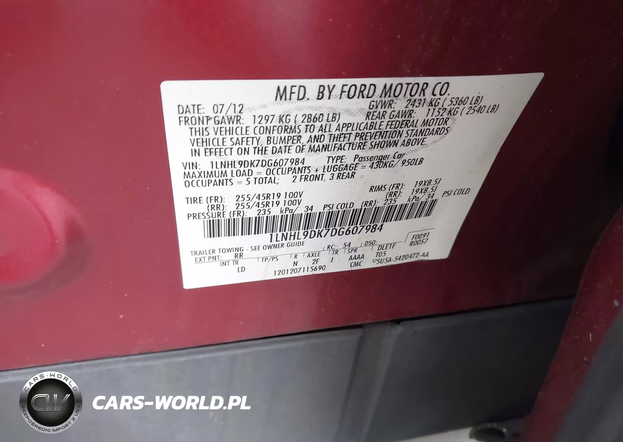 2013 Lincoln Mks VIN:1LNHL9DK7DG607984 - 9