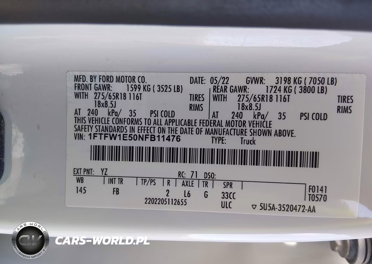 2022 Ford F-150 Xlt VIN:1FTFW1E50NFB11476 - 9