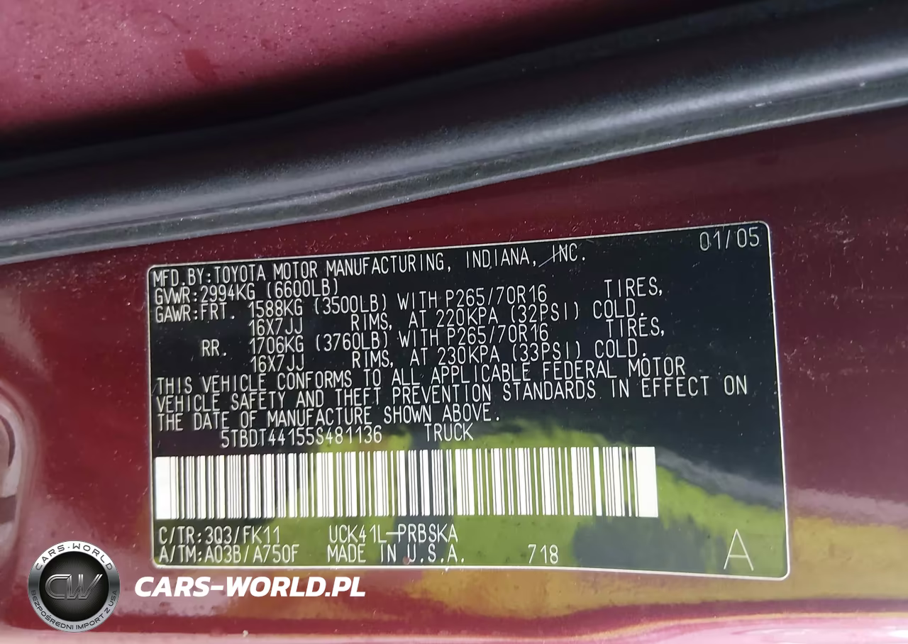 2005 Toyota Tundra Sr5 V8 VIN:5TBDT44155S481136 - 9