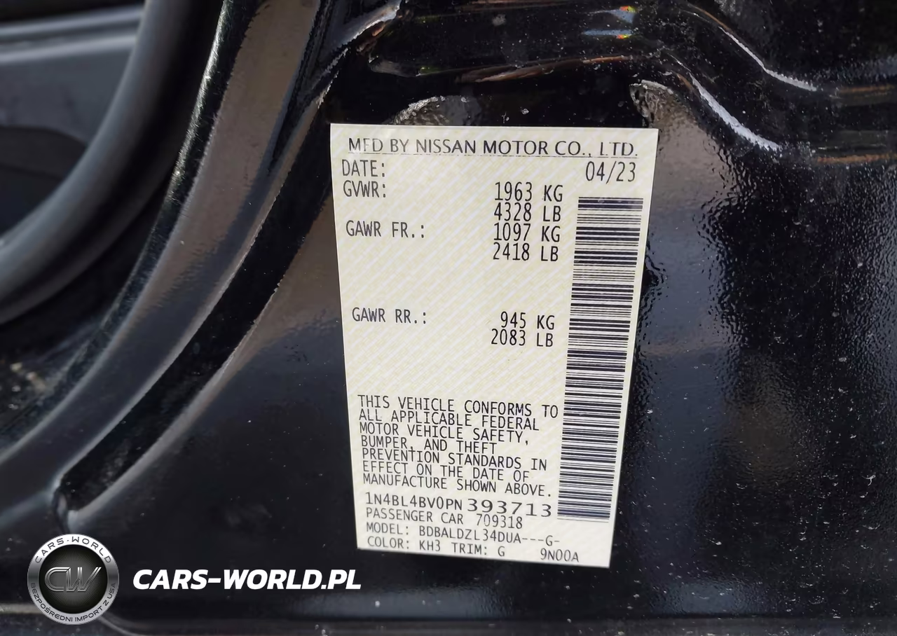 2023 Nissan Altima S Fwd VIN:1N4BL4BV0PN393713 - 9