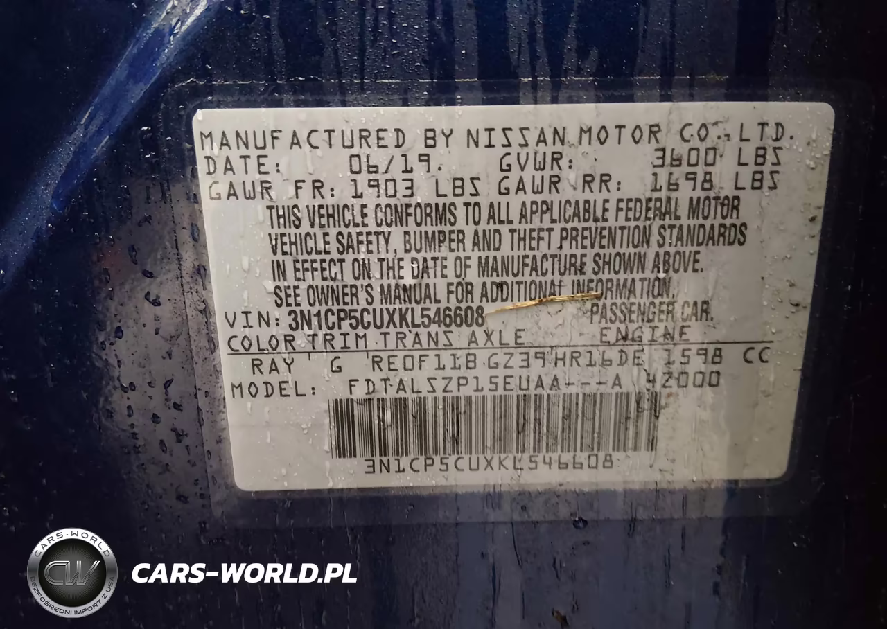 2019 Nissan Kicks Sv VIN:3N1CP5CUXKL546608 - 9