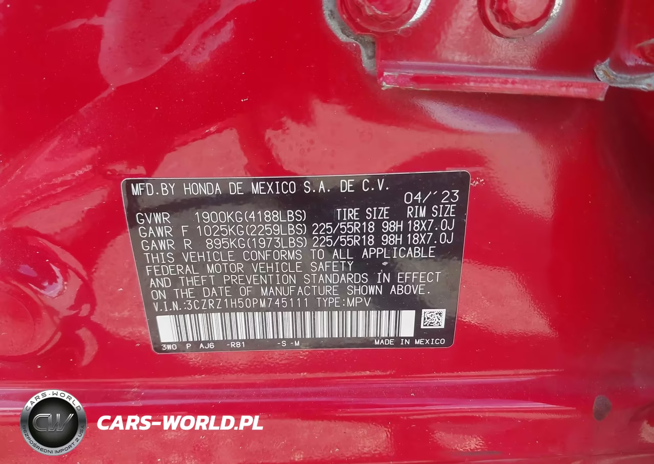 2023 Honda Hr-V 2Wd Sport VIN:3CZRZ1H50PM745111 - 9