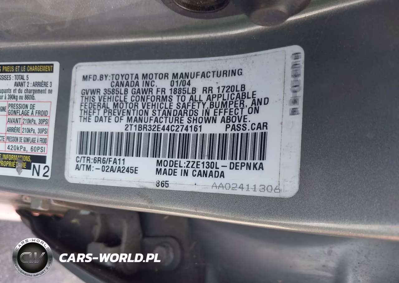 2004 Toyota Corolla Le VIN:2T1BR32E44C274161 - 9