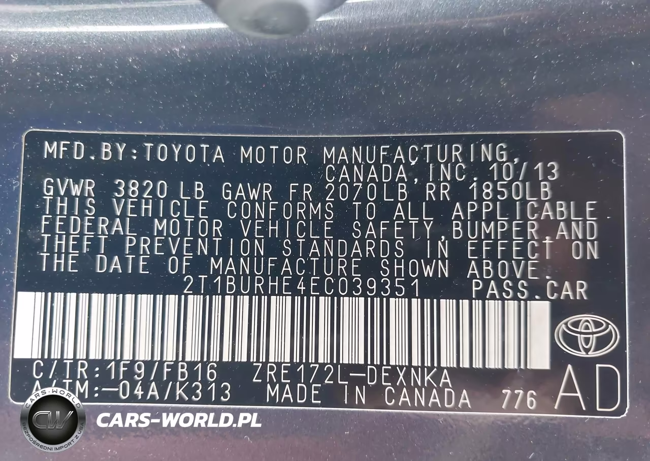 2014 Toyota Corolla Le VIN:2T1BURHE4EC039351 - 9