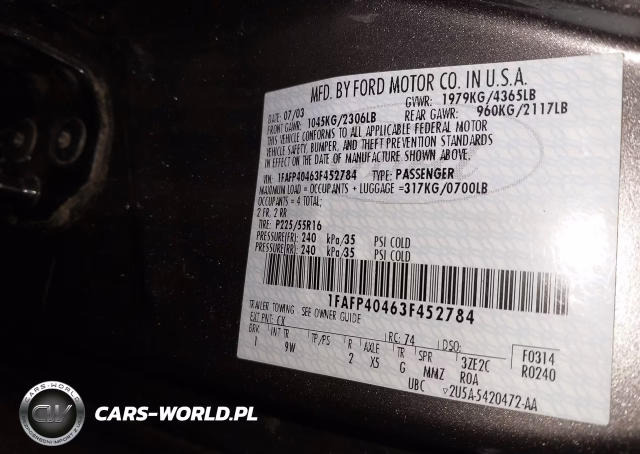 2003 Ford Mustang VIN:1FAFP40463F452784 - 9