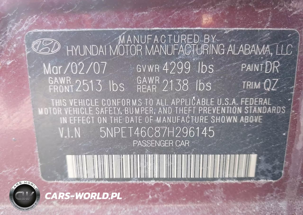 2007 Hyundai Sonata Gls VIN:5NPET46C87H296145 - 9
