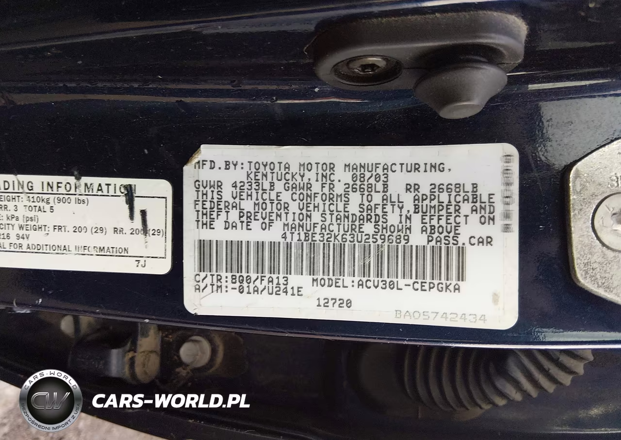 2003 Toyota Camry Xle VIN:4T1BE32K63U259689 - 9