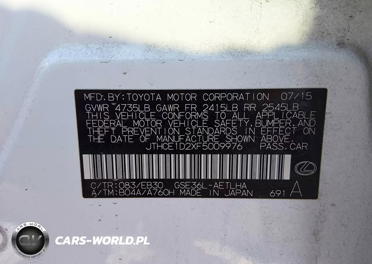 2015 Lexus Is 350 VIN:JTHCE1D2XF5009976 - 9