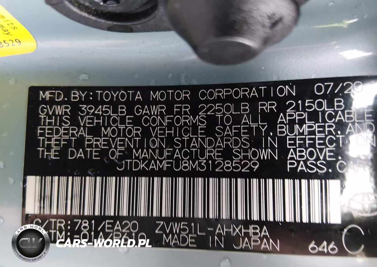 2021 Toyota Prius Xle VIN:JTDKAMFU8M3128529 - 9
