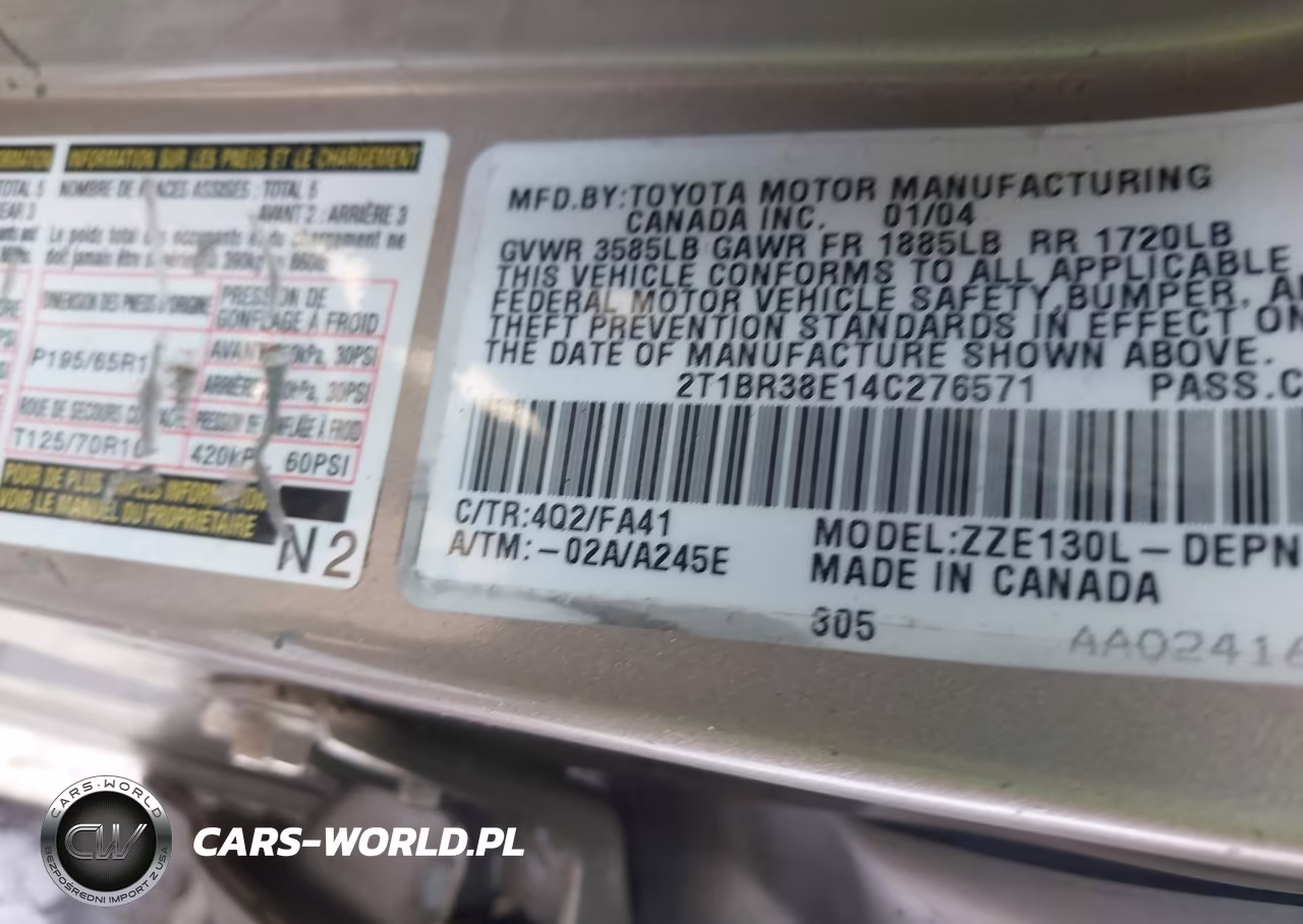 2004 Toyota Corolla Le VIN:2T1BR38E14C276571 - 9