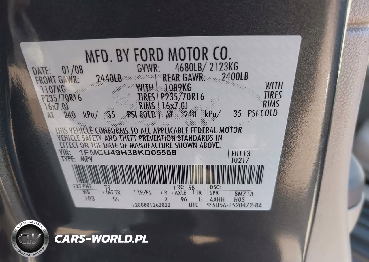 2008 Ford Escape Hybrid VIN:1FMCU49H38KD05568 - 9