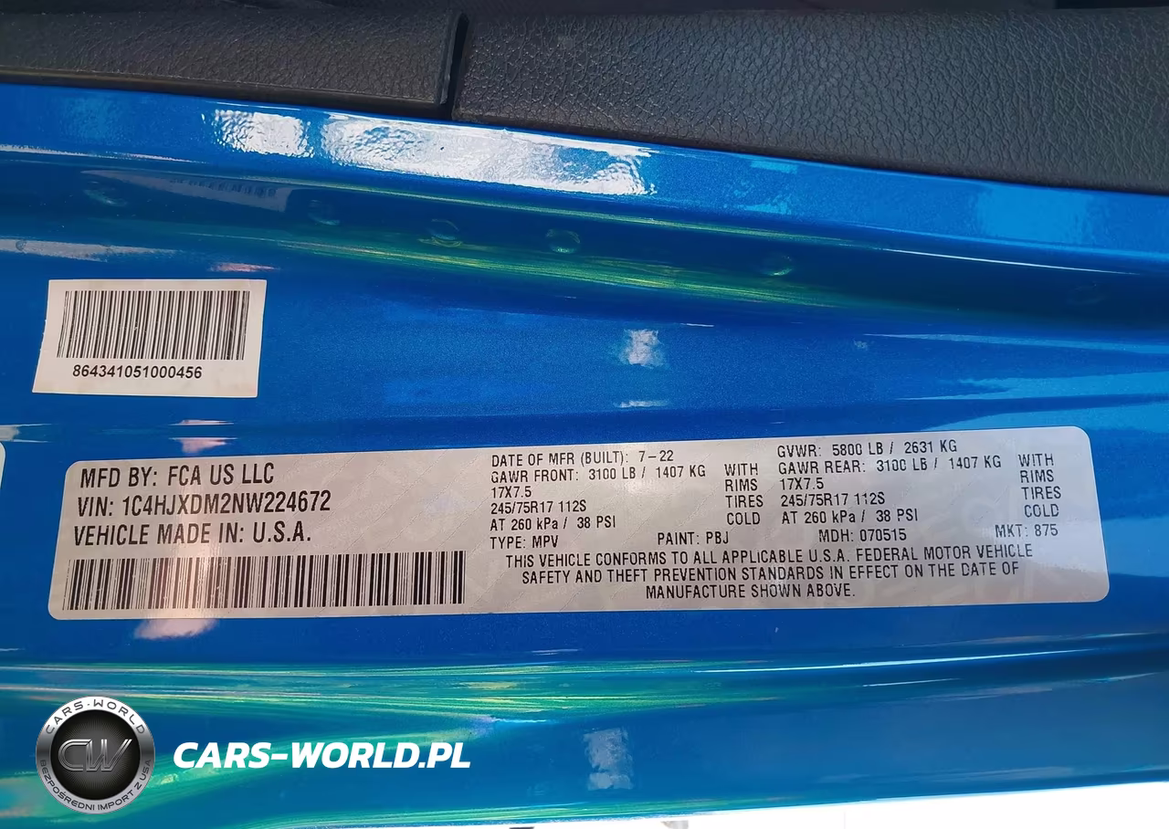 2022 Jeep Wrangler Unlimited Sport S 4X4 VIN:1C4HJXDM2NW224672 - 9