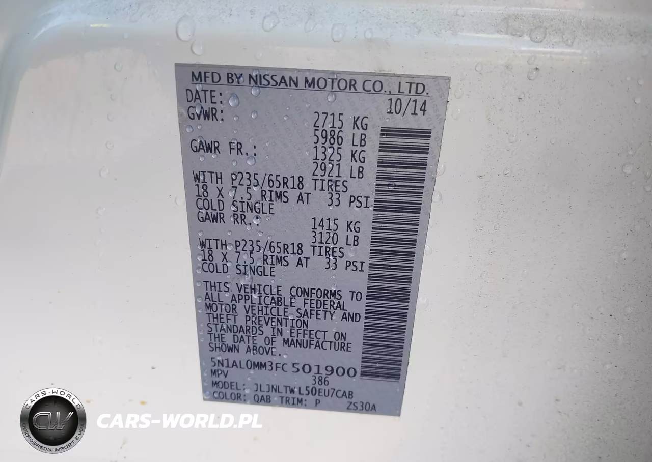 2015 Infiniti Qx60 VIN:5N1AL0MM3FC501900 - 9