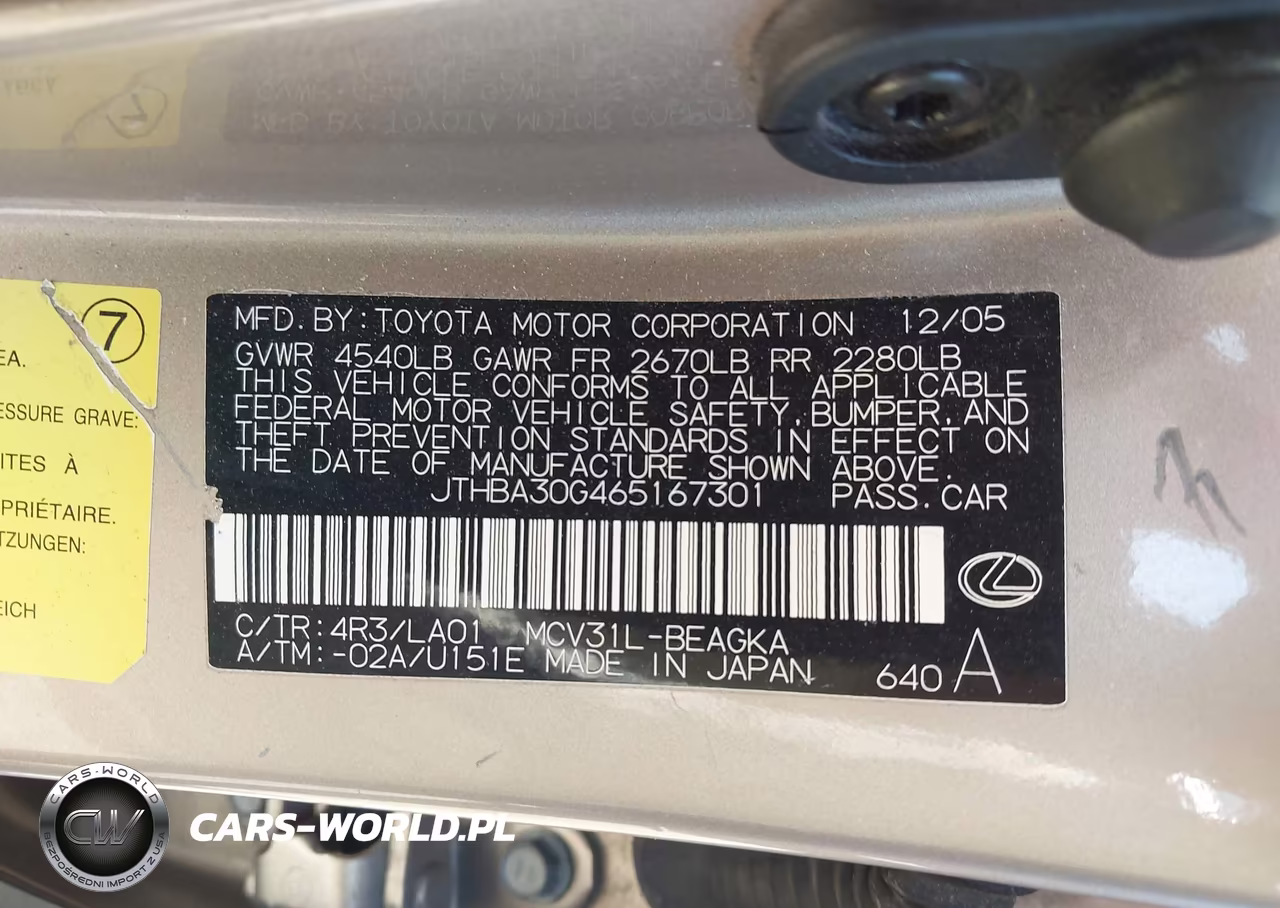 2006 Lexus Es 330 VIN:JTHBA30G465167301 - 9