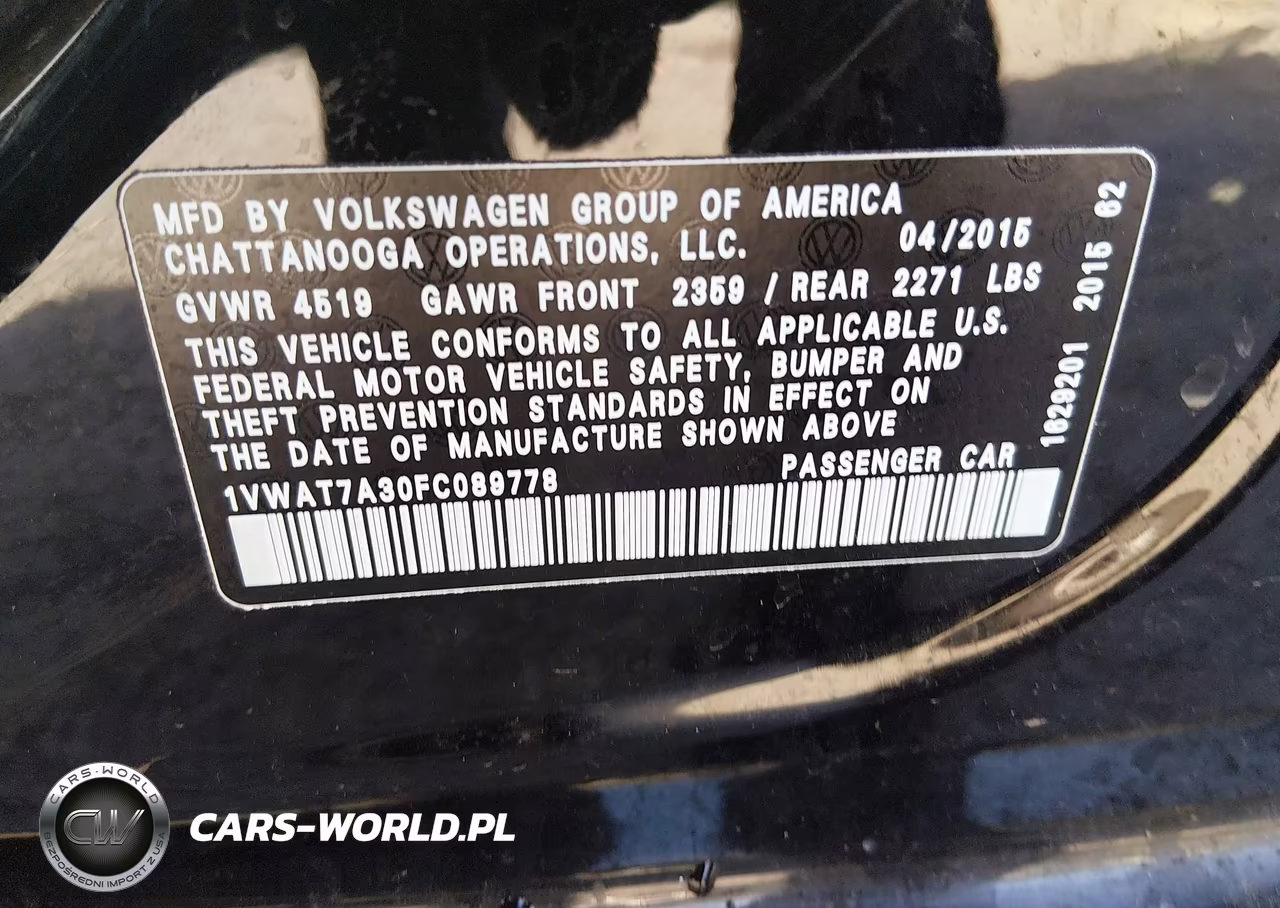 2015 Volkswagen Passat 1.8T Limited Edition VIN:1VWAT7A30FC089778 - 9