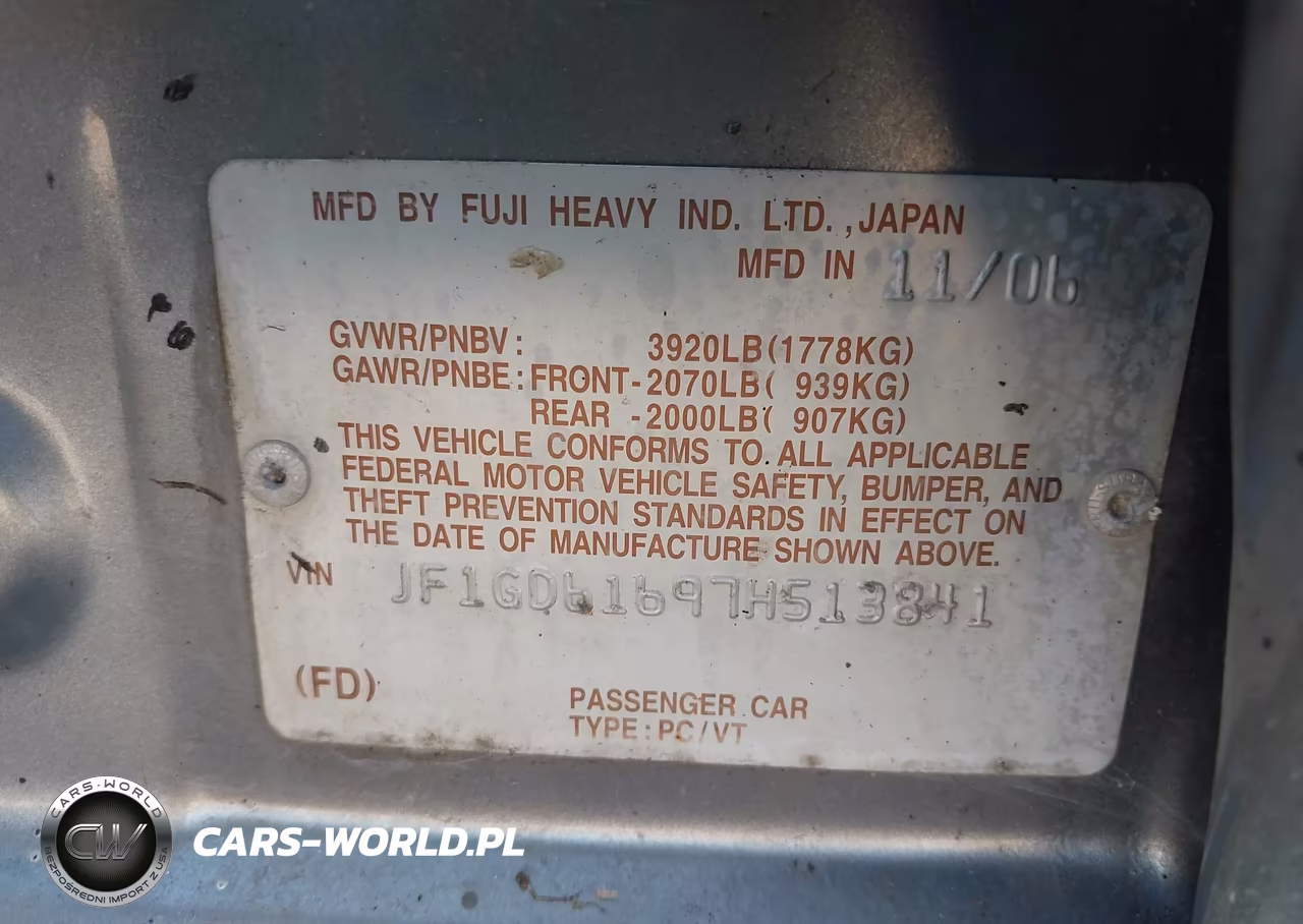 2007 Subaru Impreza 2.5I VIN:JF1GD61697H513841 - 9
