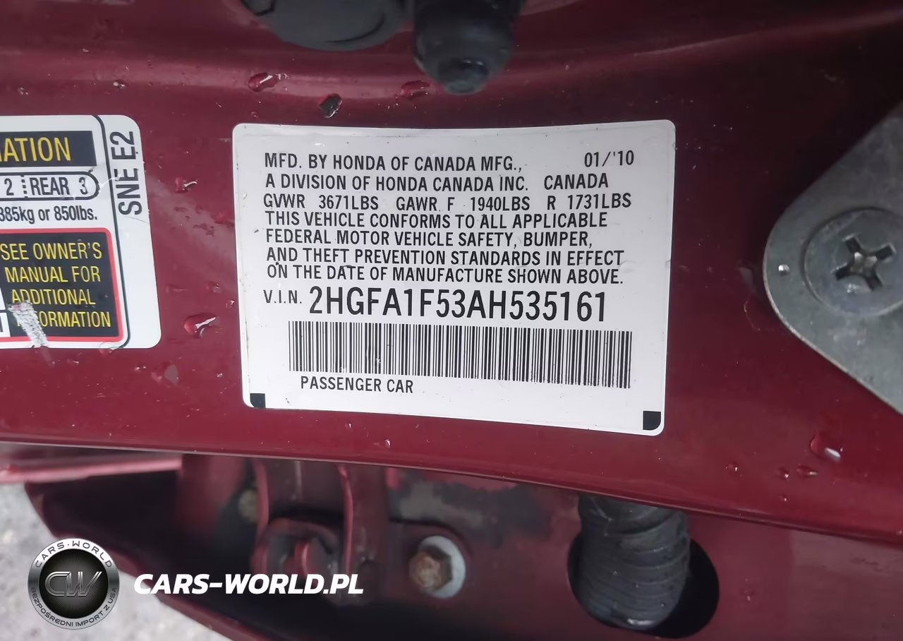 2010 Honda Civic Lx VIN:2HGFA1F53AH535161 - 9