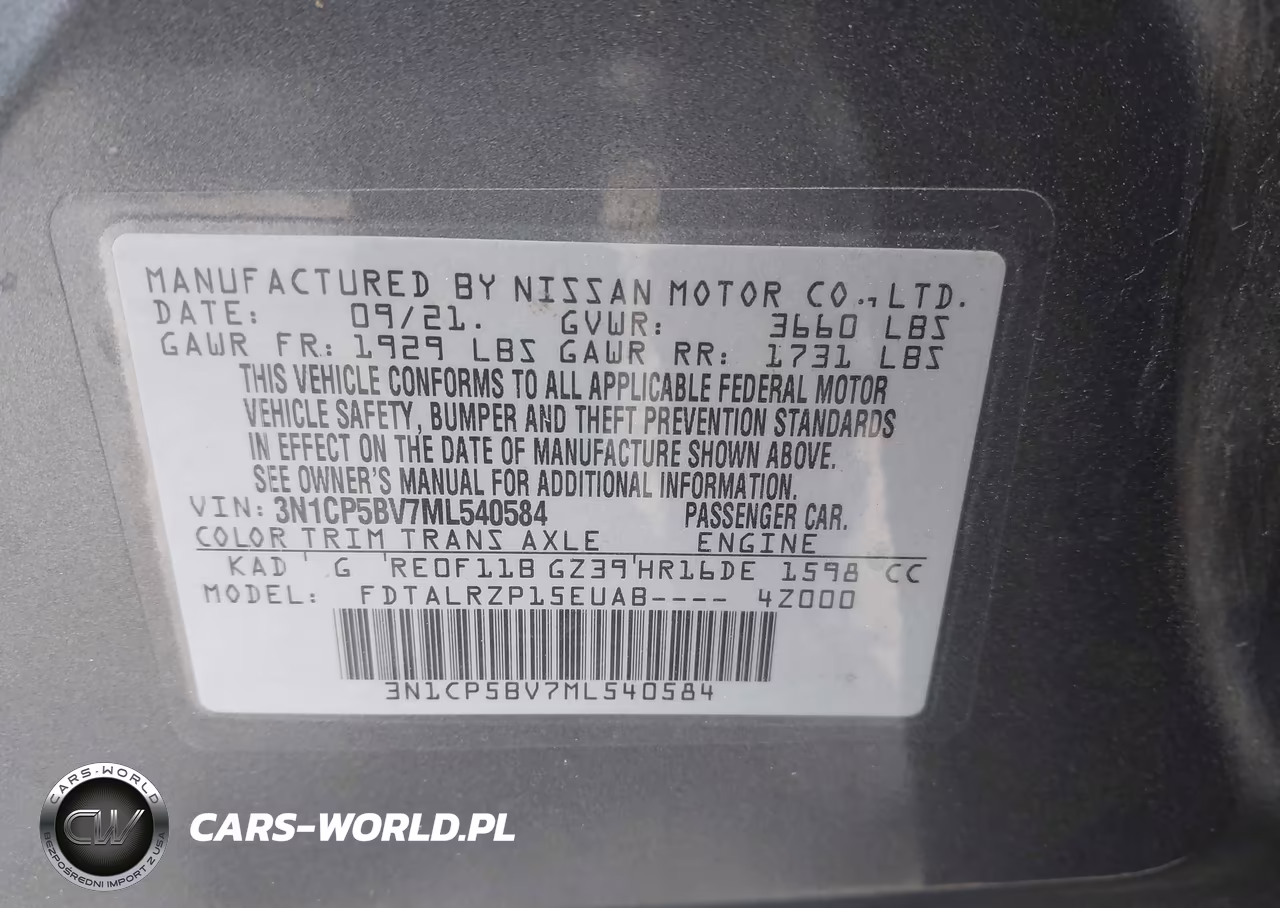 2021 Nissan Kicks S Xtronic Cvt VIN:3N1CP5BV7ML540584 - 9