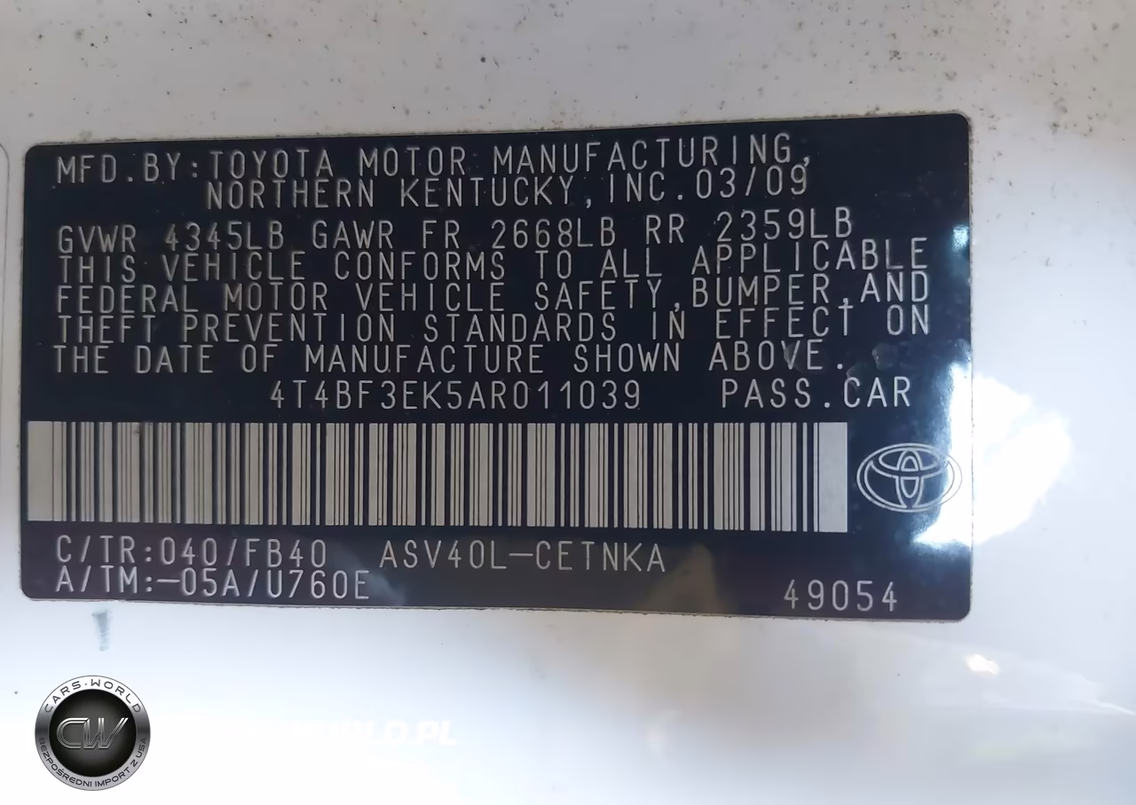2010 Toyota Camry Le VIN:4T4BF3EK5AR011039 - 9